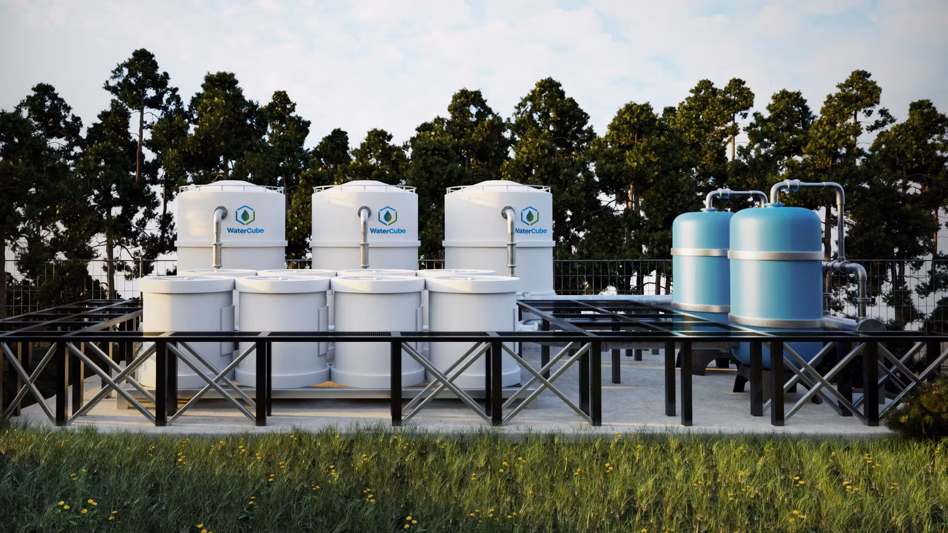 WaterCube Plant installed in a grass site setting