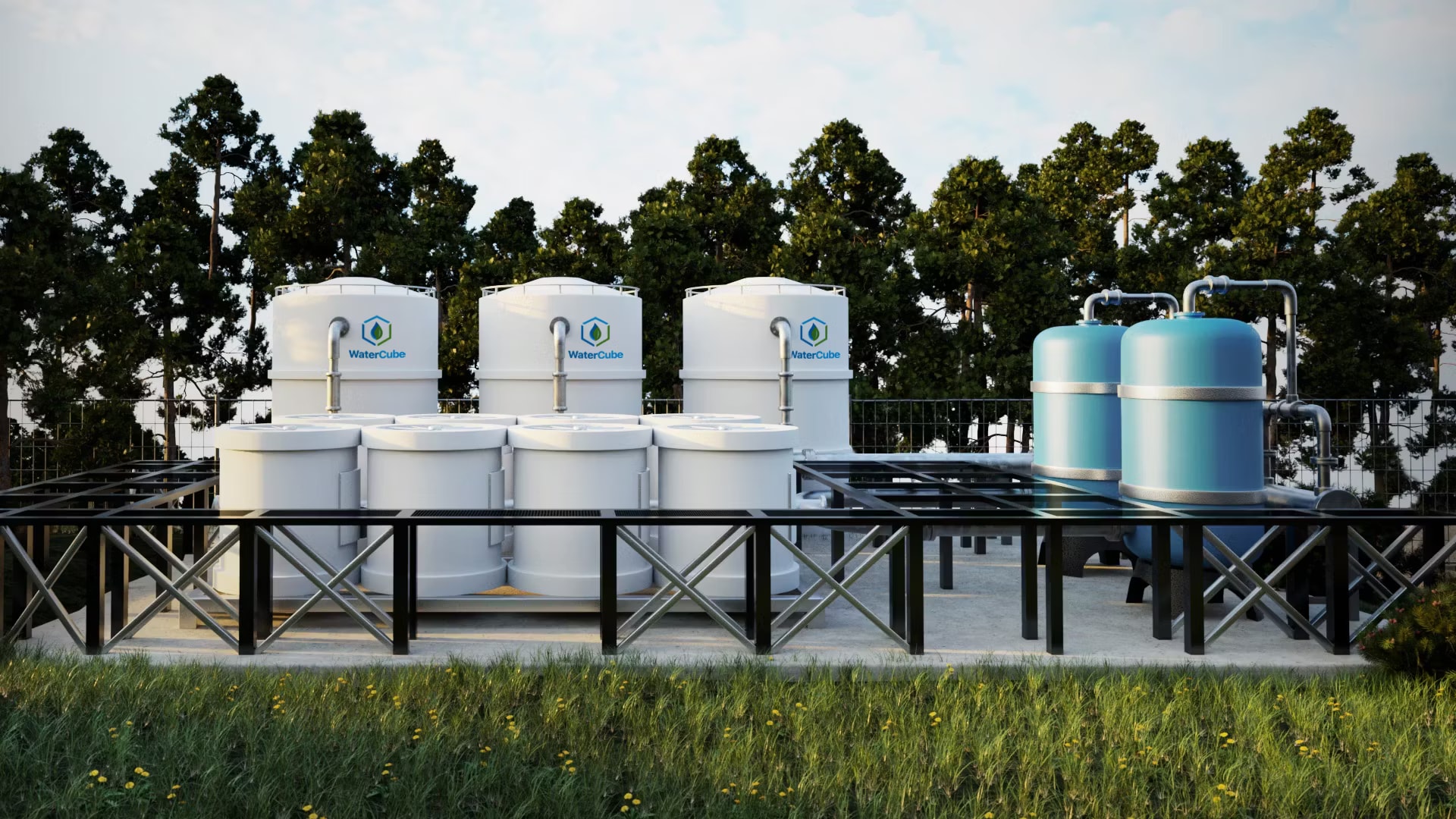 WaterCube Plant installed in a grass site setting